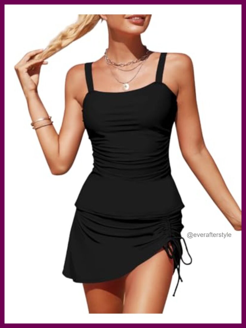 Tankini Swimsuits Tummy Control Two Piece Bathing Suits with Skirt